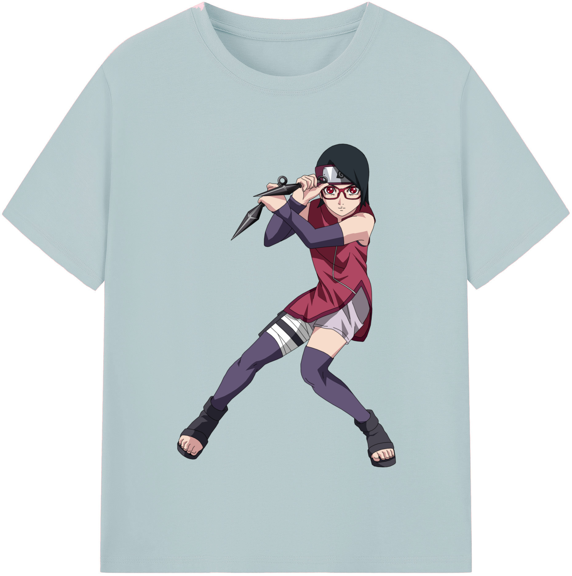 （画像用） NARUTO -ナルト- うちは サラダ Uchiha Sarada 綿100％半袖Tシャツ（フロントプリント）